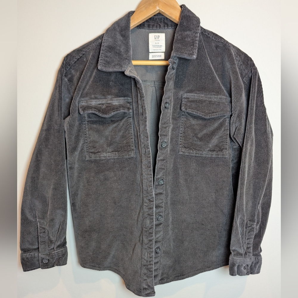 GAP Teens Size XL 12 Charcoal Corduroy Shacket Jacket